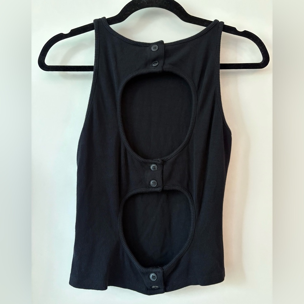 Anthropologie Josefine HJ NA-KD Black Sleeveless Button-Back Top